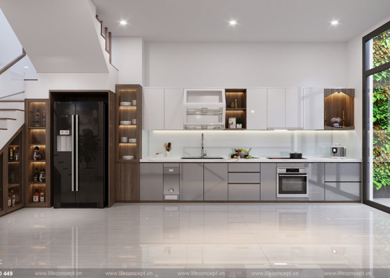 Mẫu Tủ Bếp Acrylic 2026 | Xu Hướng Bóng Gương Sang Trọng & Hiện Đại