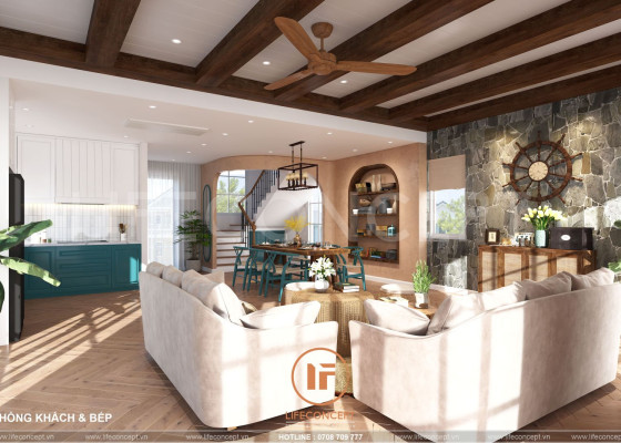Bên trong biệt thự song lập Novaworld Phan Thiết – Thiết kế nội thất Địa Trung Hải sang trọng